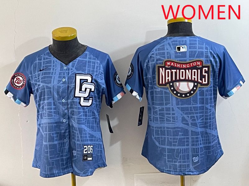 Women Washington Nationals Blank Blue Joint Name 2025 Nike MLB Jersey style 6->women mlb jersey->Women Jersey